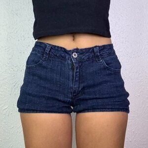 Y2k PAPAYA NAVY HIGHWAISTED MINI SHORTS